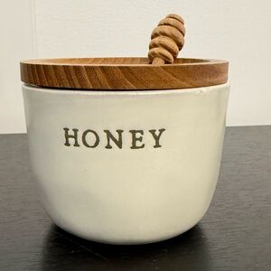 Magnolia Hearth & Hand Wooden Lid Honey Pot with Dipper